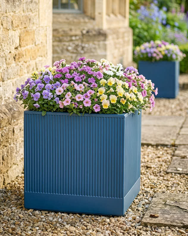 Agri Blue Ribbed Planter Collection - Image 3