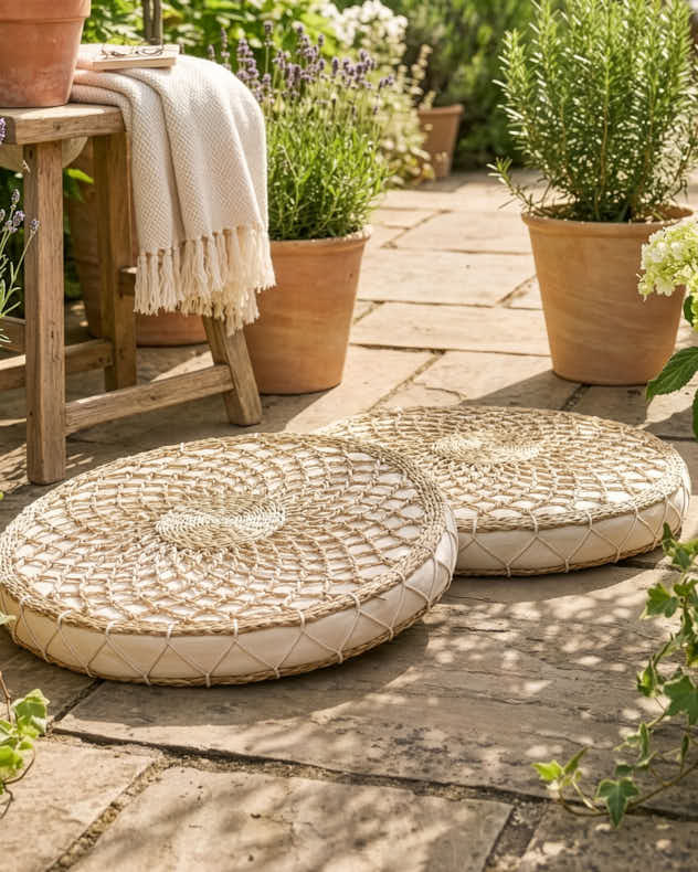 Ambala Woven Round Floor Cushion - Image 3