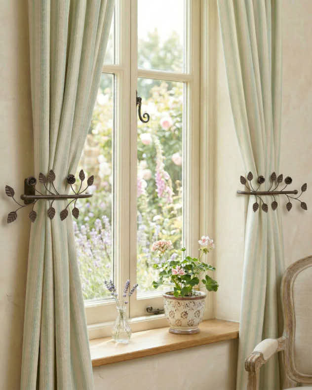Set of 2 Brown Rose Curtain Tie Backs - Image 3