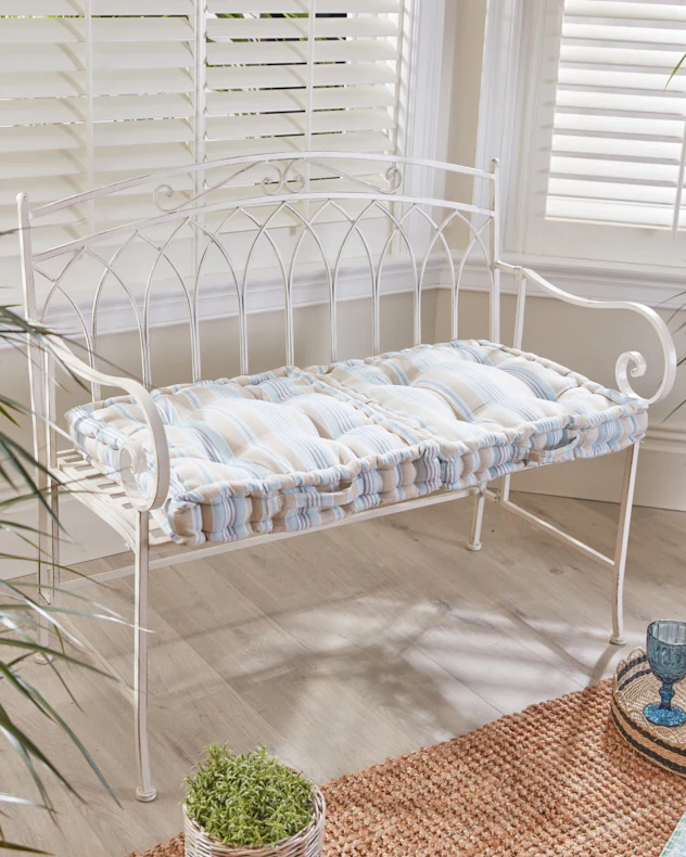 Arched Cream Iron Indoor Bench - Image 3