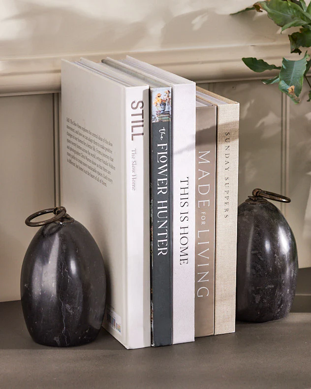 Pair of Black Marble Bookends
