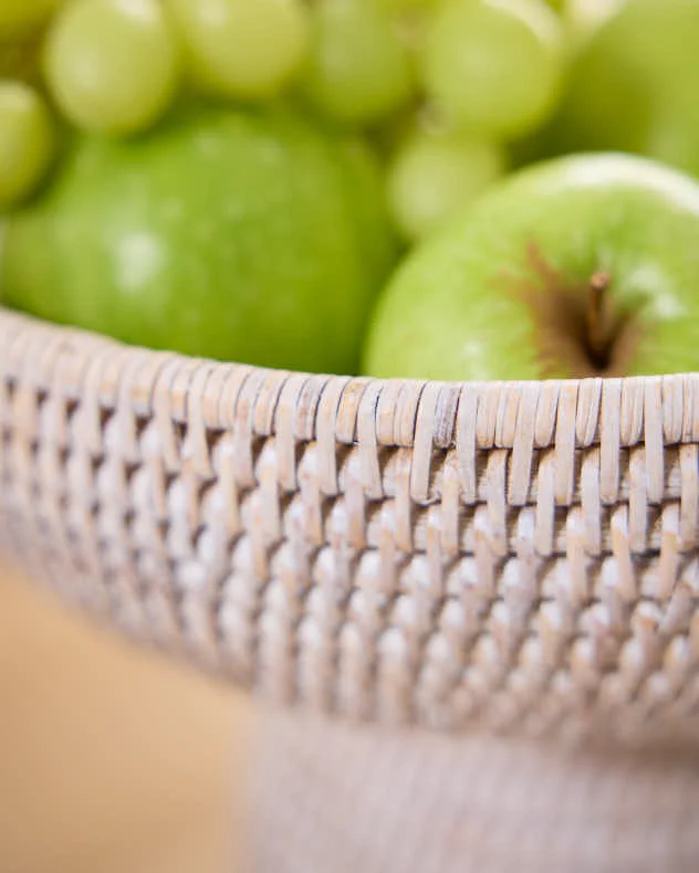 White Rattan Fruit Bowl - Image 4
