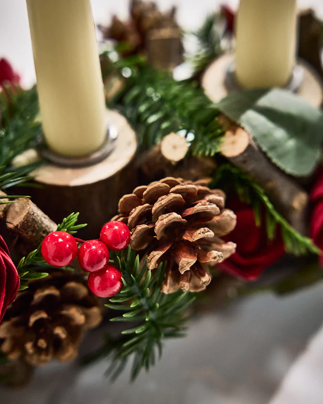 Christmas Roses Four Dinner Candle Holder - Image 4