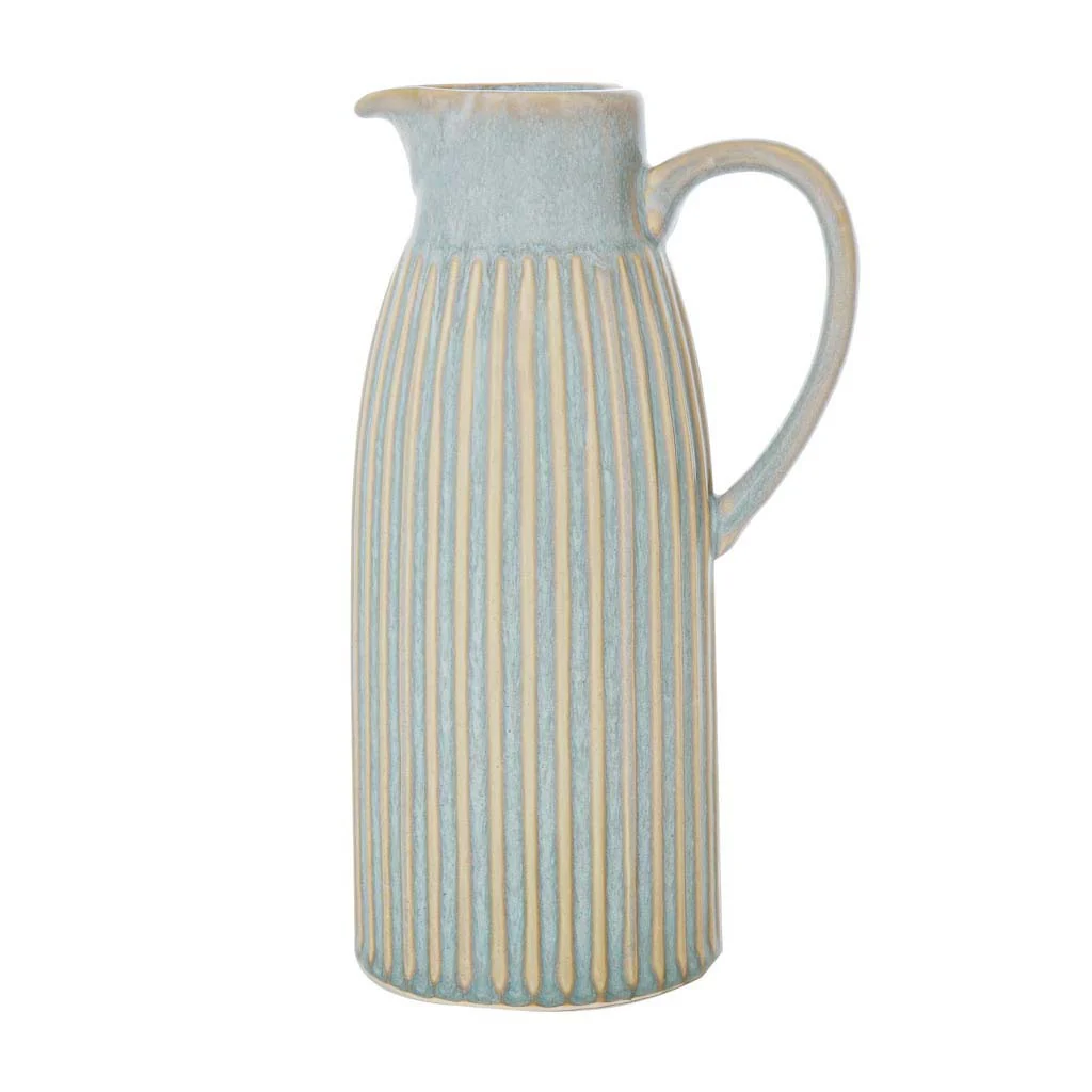 Ribbed Washed Blue Pitcher Jugs - Image 4