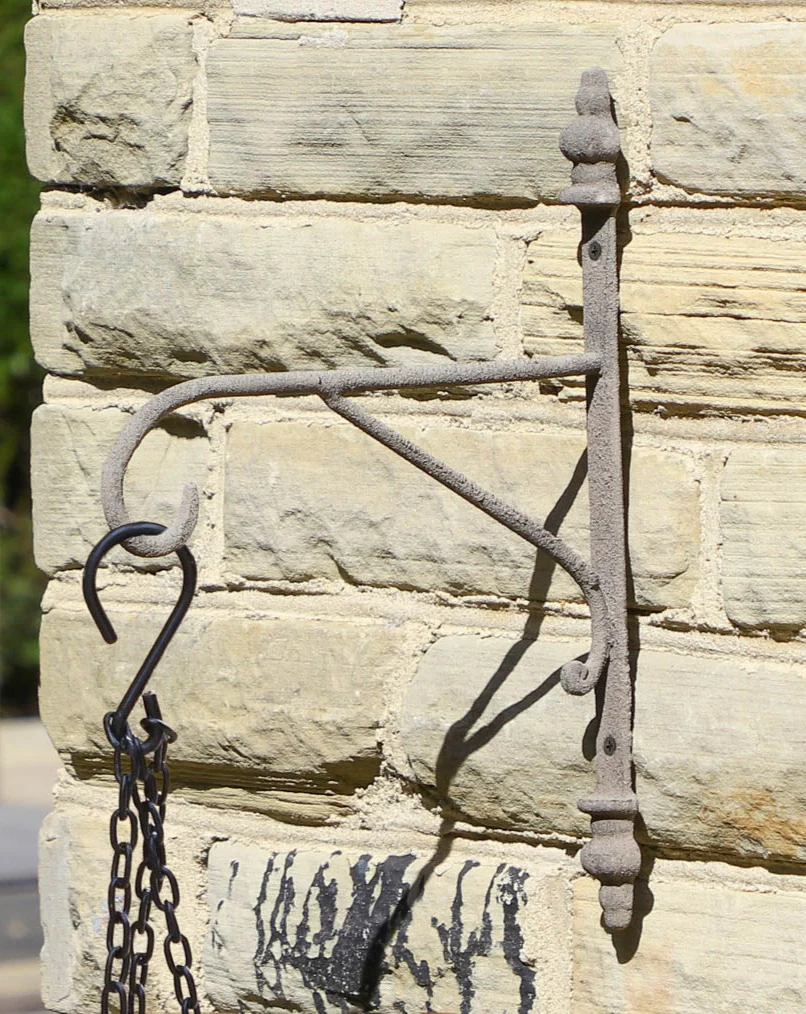 Aged Grey Hanging Basket Bracket