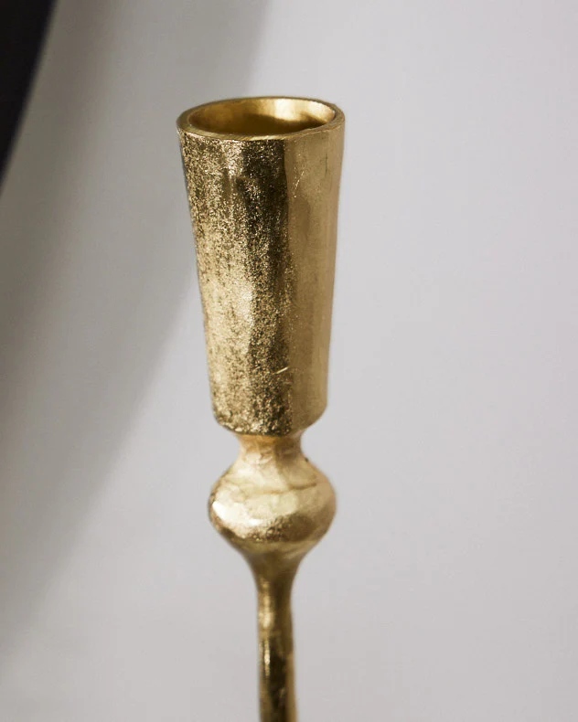 Round Marble Base Gold Candle Holder - Image 3