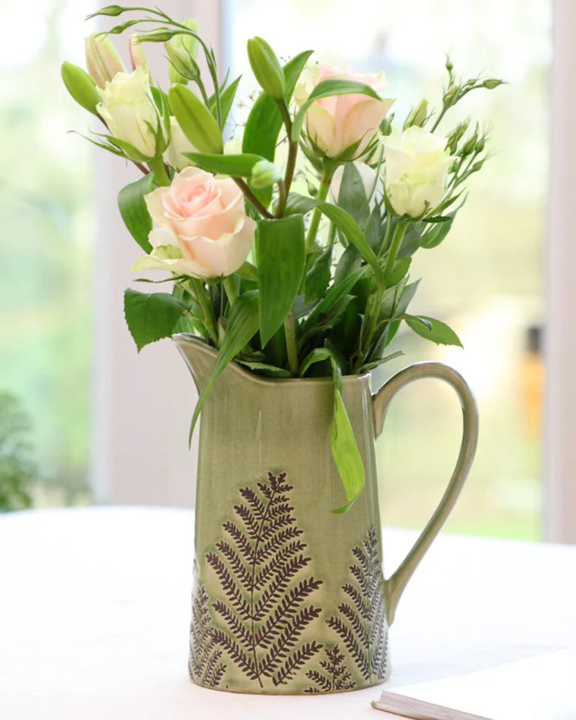 Green Fern Pitcher Jug Vase - Image 3