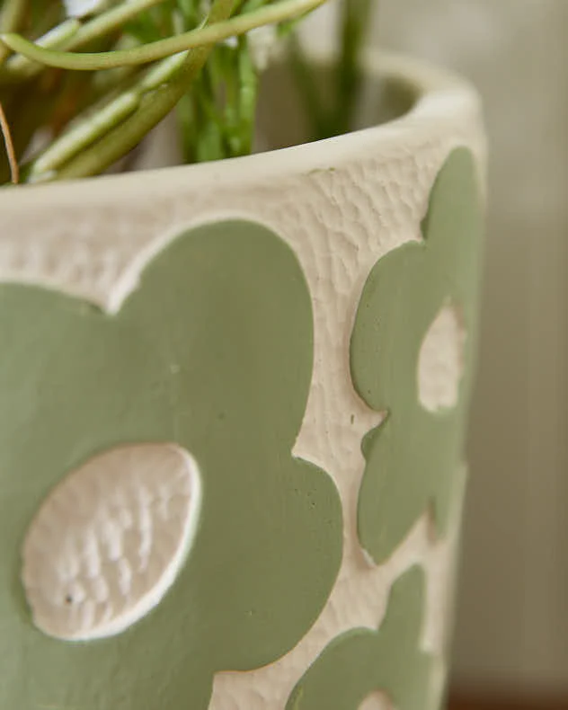 Green Mod Flower Pattern Plant Pot - Image 4