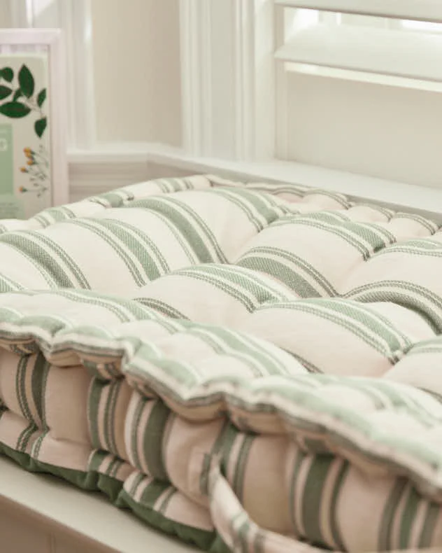 Green Stripe Indoor Bench Cushion - Image 4