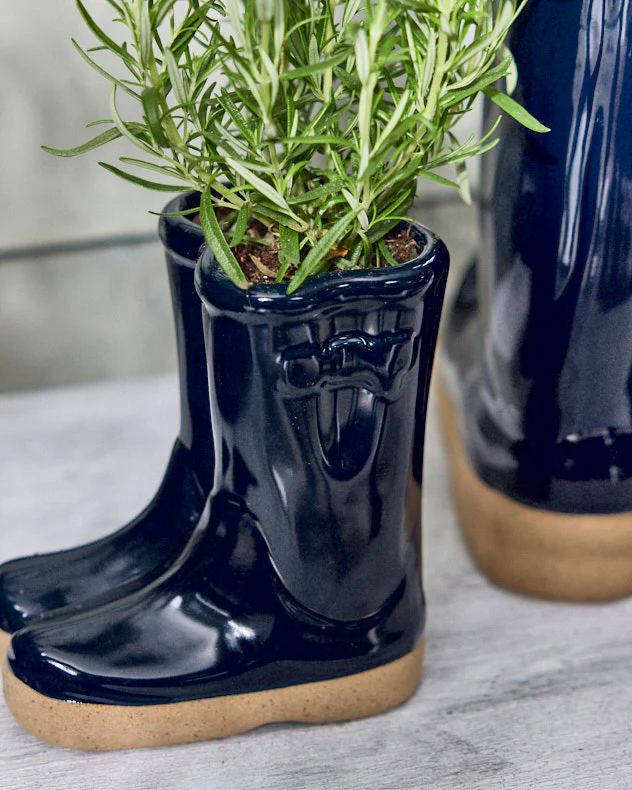 Little & Large Dark Blue Welly Boots Planter Set - Image 4