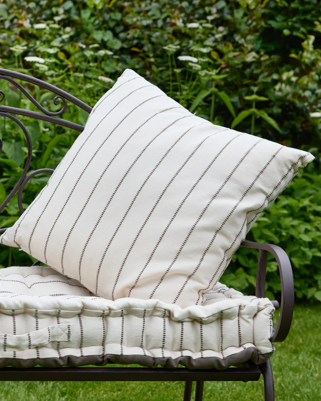 Mocha French Stripe Cotton Cushion
