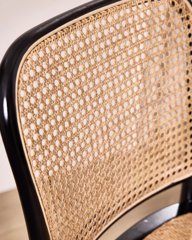 Set of 2 Noir Rattan Dining Chairs - Image 3