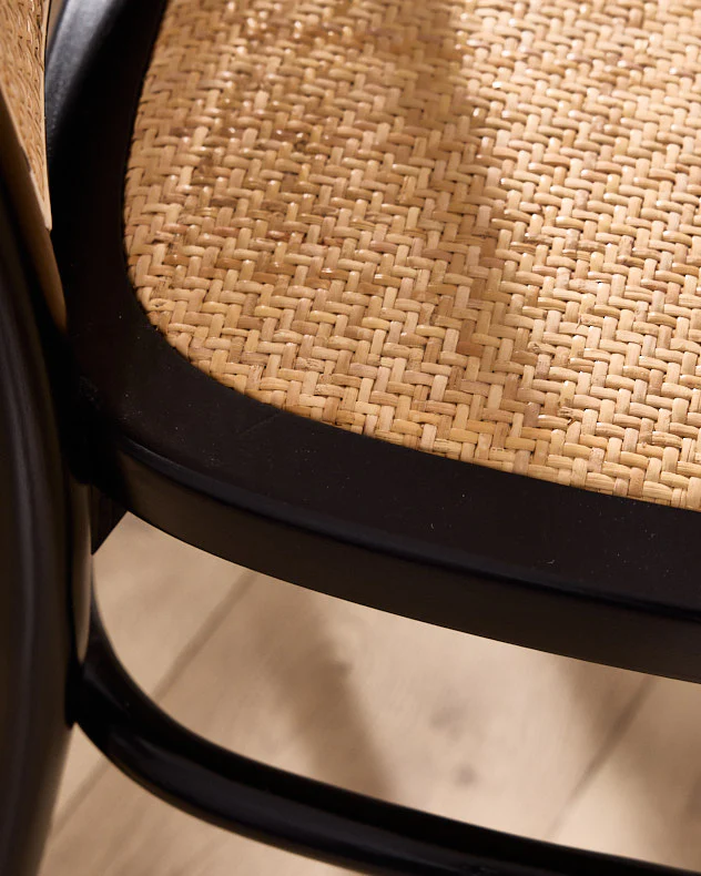 Set of 2 Noir Rattan Dining Chairs - Image 6