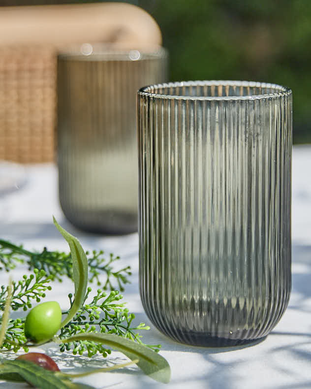 Palermo Grey Ribbed Highball Tumbler - Image 3