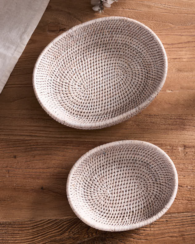 White Rattan Rounded Basket - Image 4