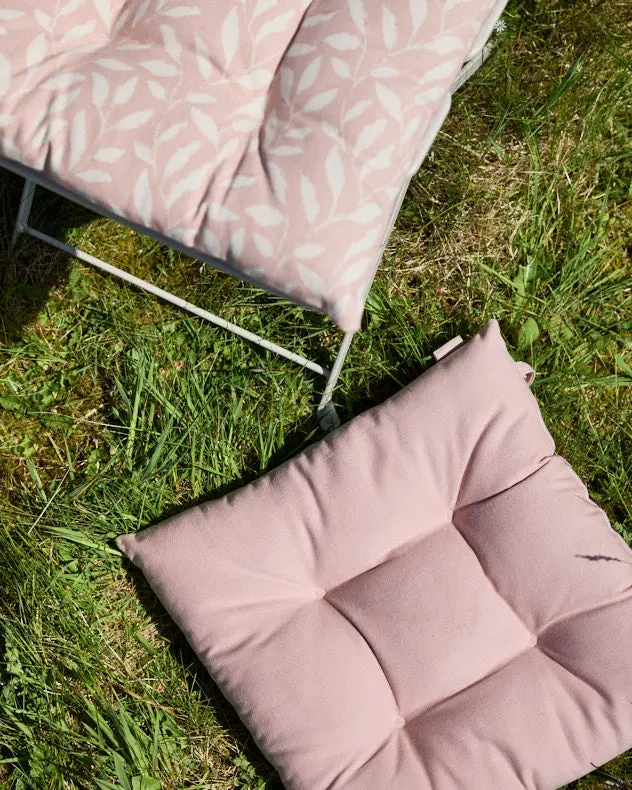 Set of 2 Pink Leaf Cotton Seat Pads - Image 3