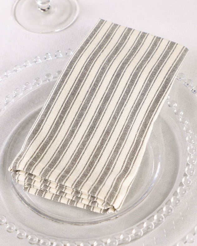 Set of 2 Grey Stripe Fabric Napkins - Image 3