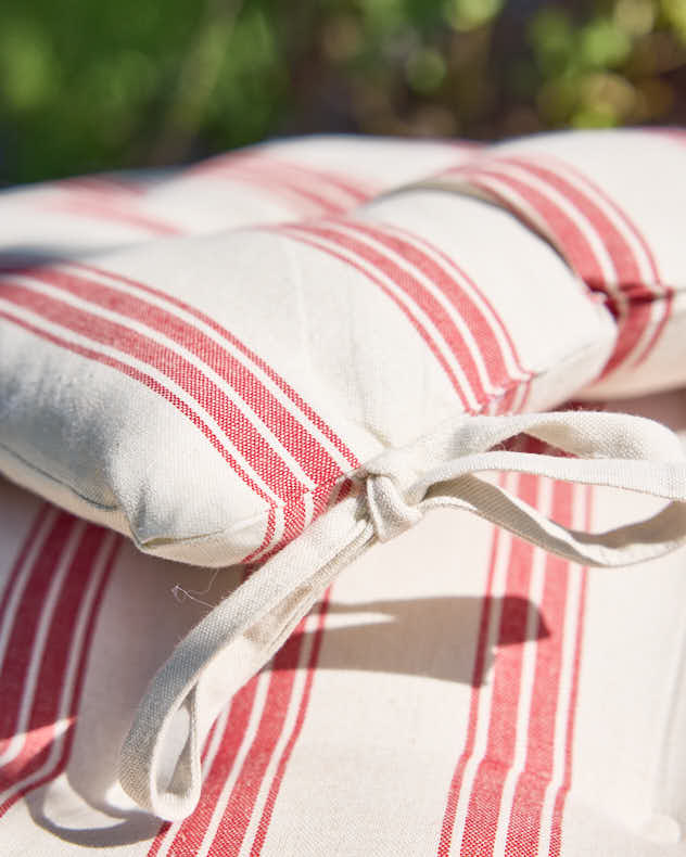 Set of 2 Red Striped Seat Pads - Image 3