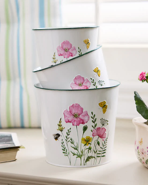 Set of 3 Enameled Planters - Image 4
