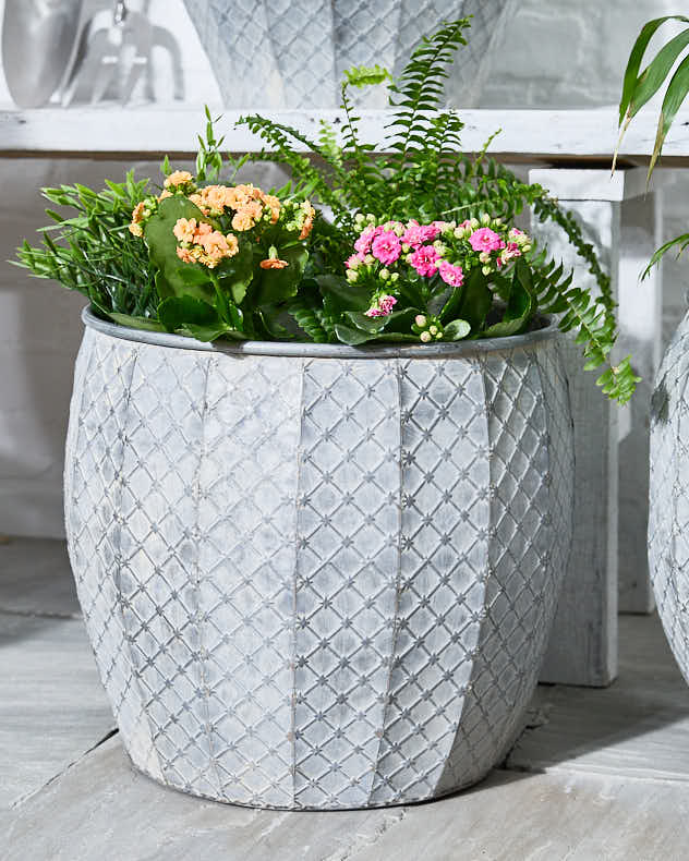 Set of 3 Textured Metal Planter Tubs - Image 3