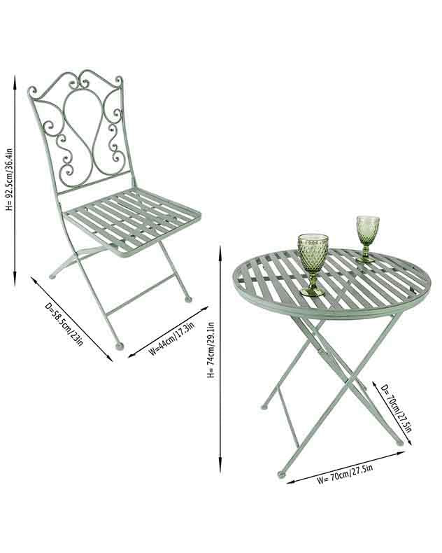 Green Scrolled 3 Piece Bistro Set - Image 6