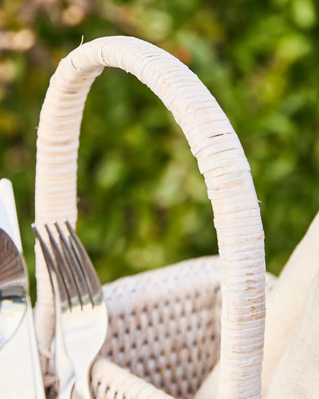 Two Compartment Rattan Storage Basket - Image 3