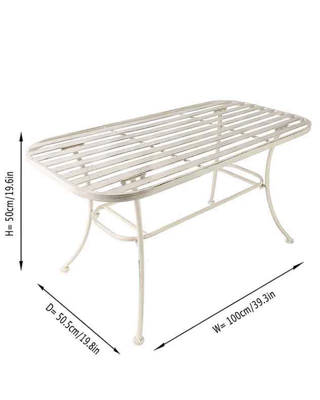 Cream Slatted Outdoor Coffee Table - Image 5