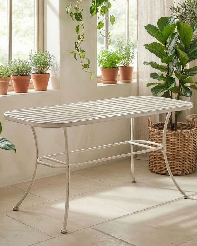 Vintage Cream Slatted Coffee Table - Image 3