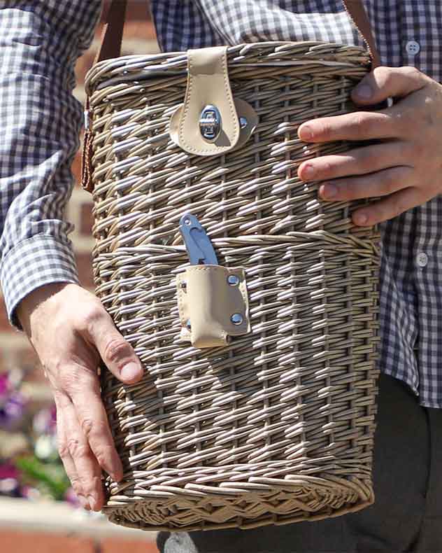 Wicker Two Bottle Carrier with Canvas Carry Strap - Image 5